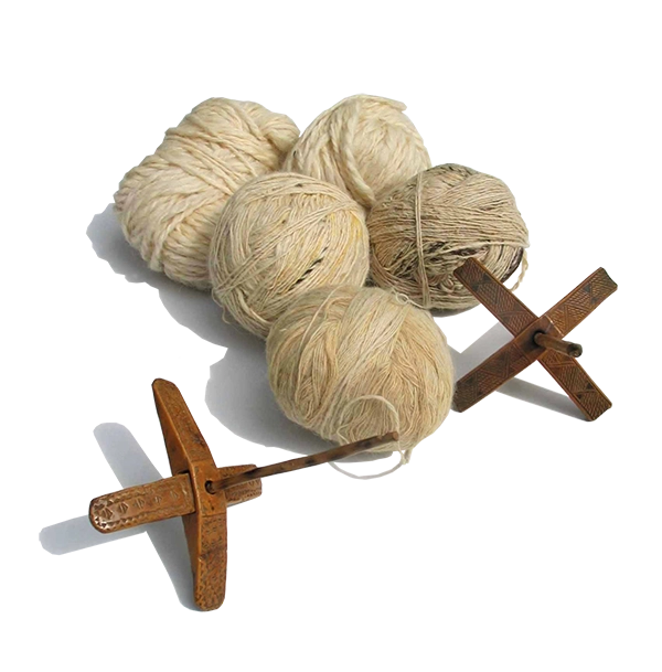 ウール玉とコマの画像