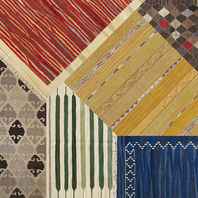 様々な文様のロゴバキリムの写真